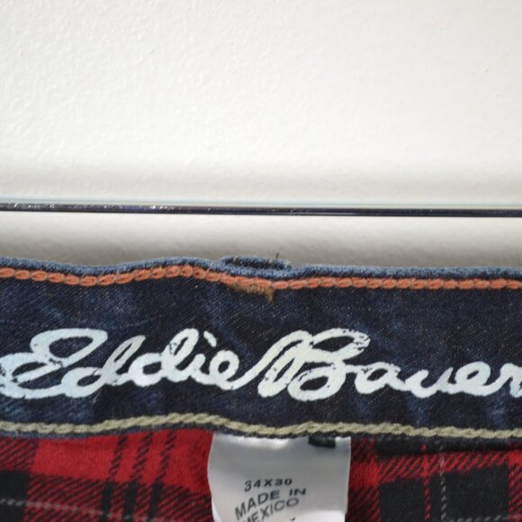 Eddie Bauer Mens 34x30 Fleece Plaid Lining Relaxed Fit 5 Pocket Warm Denim Jeans - Picture 9 of 9